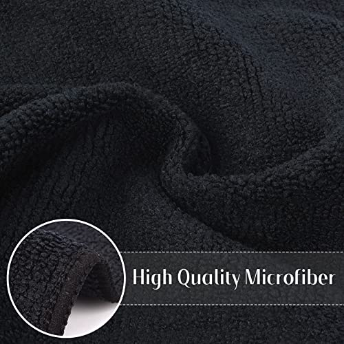 Microfiber Cleaning Cloth Kitchen Dish Cloths 12x12in 12 Pack Black | Absorbent, No Streak, Dish Rags, Glass Cleaning Cloths - color: Black
