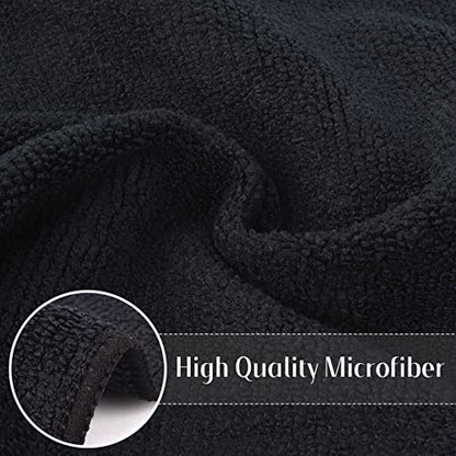 Microfiber Cleaning Cloth Kitchen Dish Cloths 12x12in 12 Pack Black | Absorbent, No Streak, Dish Rags, Glass Cleaning Cloths - color: Black