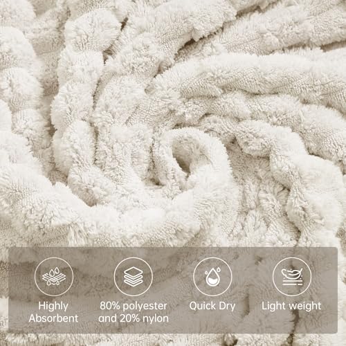 6 Piece Bath Towel Set, 40"x80" Microfiber Bath Sheets, Cream | Microfibers，Extra-large size，Quick dry，Highly Absorbent，Big and Tall users，2Bath towels 2Hand towels 2Washcloths - color: Cream, size: Bath Sheet Set-6PCS