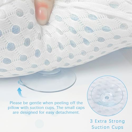 Bathtub Bath Pillows for Tub - Bathtub Pillow for Neck & Back Support with Ergonomic TPE, 4D Mesh Upgraded Bath Tub Pillow Headrest with 3 Strong Suction Cups & Hook, Bathroom Accessories, Spa Gifts - size: Small White
