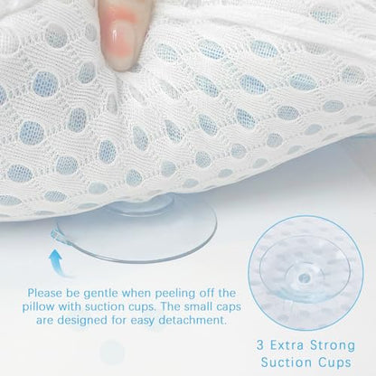 Bathtub Bath Pillows for Tub - Bathtub Pillow for Neck & Back Support with Ergonomic TPE, 4D Mesh Upgraded Bath Tub Pillow Headrest with 3 Strong Suction Cups & Hook, Bathroom Accessories, Spa Gifts - size: Small White