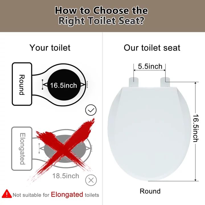 Angol Shiold 2-Pack Round Toilet Seat Soft Close & Quick Release, White Plastic Toilet Seats Cover Rust-Proof(16.5",Modern) - color: 2-Pack