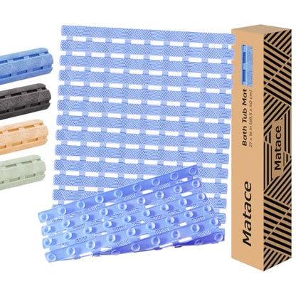 Bathtub Mat Non Slip - for Inside Bath Tub & Shower, Large 40x16 Inch, 261 Strong Suction Cups, Soft Textured Surface, Fast Drain & Quick Dry, Bathroom Safety Mat, Pastel Blue, Matace - color: Pastel Blue, size: 40" x 15.8" (Rectangular)