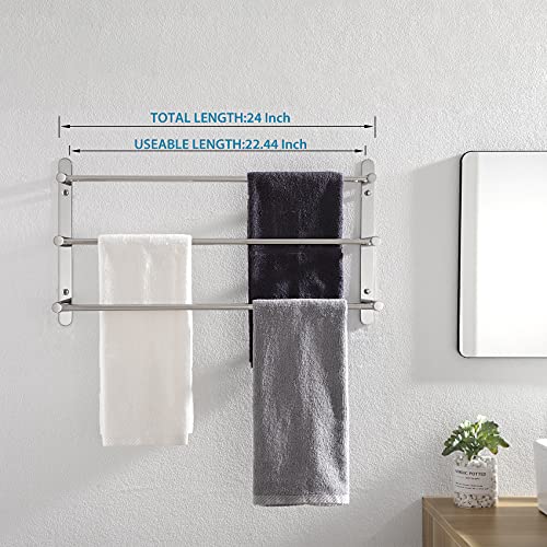 KOKOSIRI Bath Towel Bars Bathroom 3-Tiers Ladder Towel Rails Wall Mounted Towels Shelves Rack Stainless Steel, Polished Chrome, B5002CH-L24