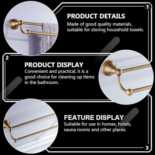 Brass Double Towel Bar Wall-Mounted Rack 55cm Antique Finish Bathroom Storage Holder Bathroom Towel Shelf Home Rack