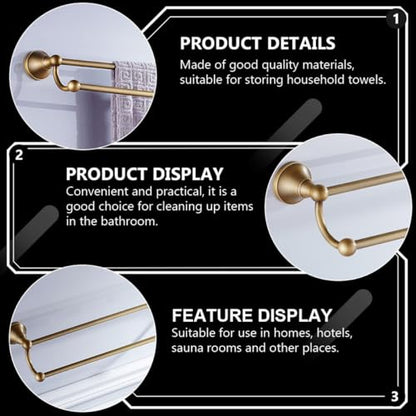 Brass Double Towel Bar Wall-Mounted Rack 55cm Antique Finish Bathroom Storage Holder Bathroom Towel Shelf Home Rack