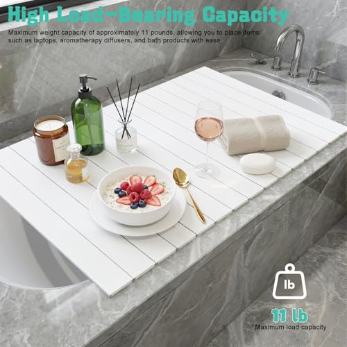 Bathtub Tray - 63x31.5x0.3in Foldable Anti-dust Bathtub Cover Bath Insulation Cover, PVC Shutter Bath Lid Fit Most Tubs, Can Store Wine Glass, Books, Tablets, Cellphones - size: 63" x 31.5" x 0.3"