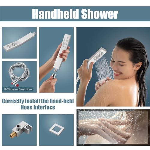 Aolemi Shower Faucet Set with Tub Filler Handheld 10" Head Polish Chrome | Shower Valve and Trim Kit,Handheld Spray,Tub Spout,Single Handle,SUS304,Bathroom Mixer for Remodeling - color: Chrome, size: 10 Inch Shower Head