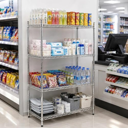 APLSS NSF 4-Tier Chrome Storage Shelves, 18"x36"x63", Dry Environments, Commercial Heavy Duty Steel Wire Shelving Unit, 800lbs Per Shelf, Kitchen Garage - color: Chrome, size: 18"x36"x63"
