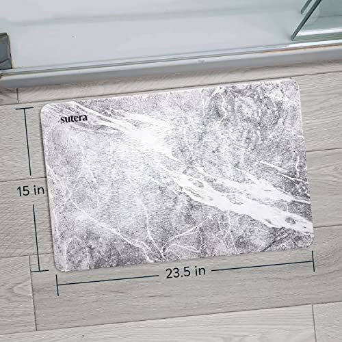 Stone Bath Mat for Bathroom, Dries in Seconds - Diatomaceous Earth, Granite | Super absorbent, quick-drying & easy to clean. Natural material that lasts — restores with light sanding. - color: Granite