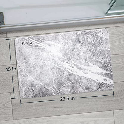 Stone Bath Mat for Bathroom, Dries in Seconds - Diatomaceous Earth, Granite | Super absorbent, quick-drying & easy to clean. Natural material that lasts — restores with light sanding. - color: Granite