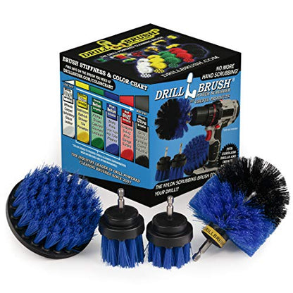 Marine Cleaning Supplies - Brush Kit for a Clean Boat - Boat Accessories - Tank Cleaner Tool Set - Hull and Deck Scrubbing Set - Professional Pool Cleaning Brushes - Aquarium Scrubber - Water Vessels - color: Blue