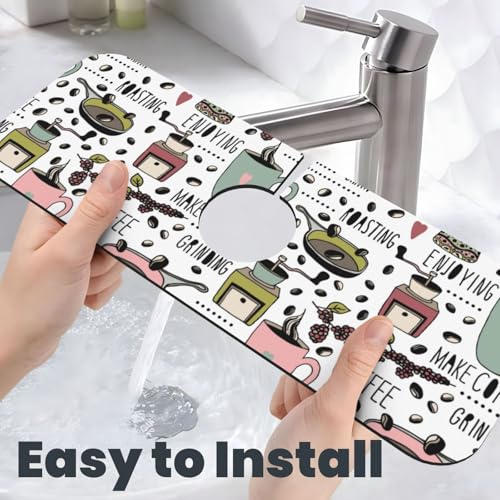 Coffee Coffe Kitchen Sink Splash Guard Faucet Mat Super Absorbent Fast Drying Mat Sink Gadgets-Fast Drying Pad Sink Mat For Kitchen Bathroom (15" X 5.5" ) - color: Coffee