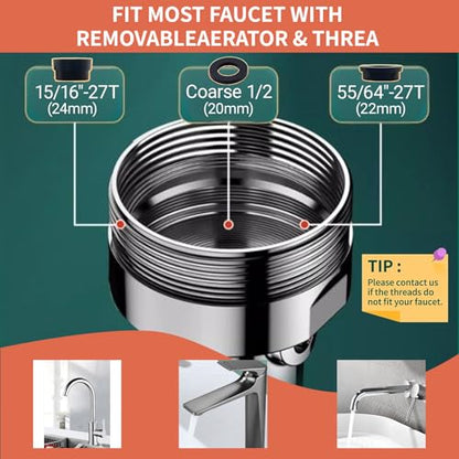 1440° Swivel Sink Faucet Extender - Rotating Kitchen Sprayer, 2 Flow Modes, 1080°+360° Rotatable Sink Aerator Extension, Swivel Multifunctional Robotic Arm for Kitchen/Bathroom
