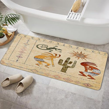 JAWO Southwestern Native America Ethnic Tribal Rugs - Geometric Retro Abstract Art Hipster Memory Foam Bathroom Rug (17x48inches), Yellow - color: Yellow, size: 1'5" x 4' (Rectangular)
