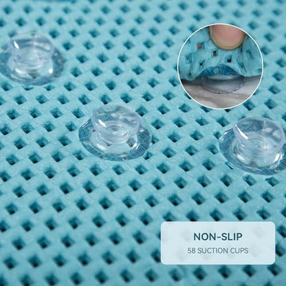 Bathtub Mat Non Slip, Soft Foam Bath Mat for Tub, Bathtub Mat with Drain Holes, Suction Cups Shower Mat (Blue, 36''X17'') - color: Blue