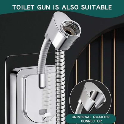 Shower Head Holder Wall Mount, 360° Adjustable Handheld, No-Drill Strong Adhesive Wand Bracket, Waterproof, Fits Handles up to 0.83 in (2.1 cm), Bathroom Accessories, Chrome Finish