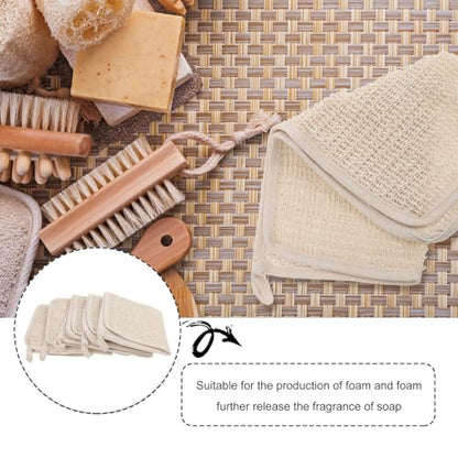 Happyyami 5pcs Linen Bath Towel Set with Rich Foam and Massage Features, Square Shower Bathing Towels for Exfoliating and Deep Cleansing in Bathroom