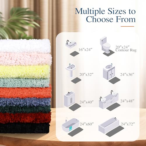 Walensee Bathroom Contour Rug (20x24, Light Tan) Non Slip Bath Mat Water Absorbent Soft Microfiber Shaggy Bathroom Mat Machine Washable Bath Rug U Shape Toilet Rug - color: Light Tan, size: 2' x 1'8"