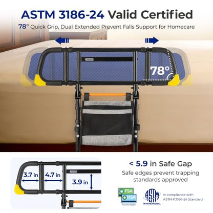 Bed Rails for Elderly Adults Safety, 350 lb Capacity Foldable Bed Rail for Seniors, Width and Height Adjustable, Safety Rail for Adults - size: Bed Rail_5_C