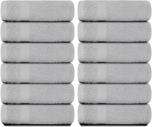 White Classic Luxury Cotton Washcloths 13x13 Inch - 650 GSM Turkish Cotton | Hotel, Spa, Bathroom Face Towel | 12 Pack, Dolphin Gray - color: 06: Dolphin Gray