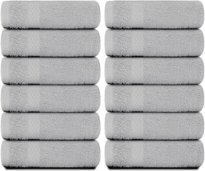 White Classic Luxury Cotton Washcloths 13x13 Inch - 650 GSM Turkish Cotton | Hotel, Spa, Bathroom Face Towel | 12 Pack, Dolphin Gray - color: 06: Dolphin Gray