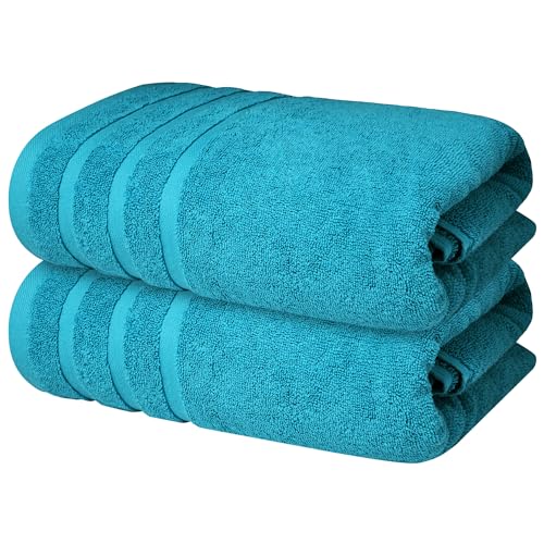 Infinitee Xclusives 100% Ring-Spun Cotton Bath Towels for Bathroom - Pack 2 | Luxury Super Soft, Absorbent & Quick-Drying |27x54 inches| Large Bathroom Towels Set |600 GSM| Gym, Shower, Spa & Hotel Use - color: Serene Teal