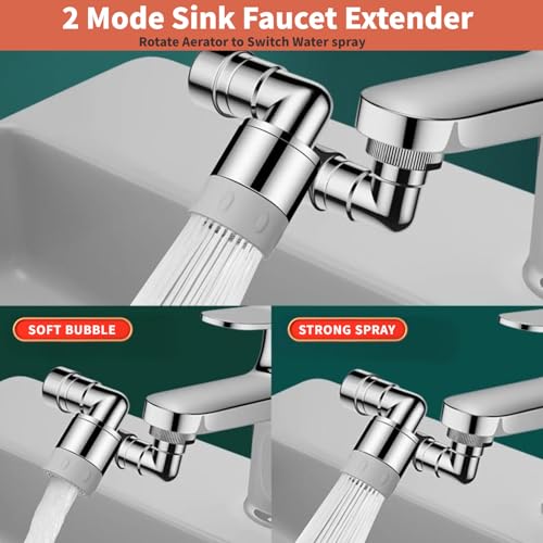 1440° Swivel Sink Faucet Extender - Rotating Kitchen Sprayer, 2 Flow Modes, 1080°+360° Rotatable Sink Aerator Extension, Swivel Multifunctional Robotic Arm for Kitchen/Bathroom