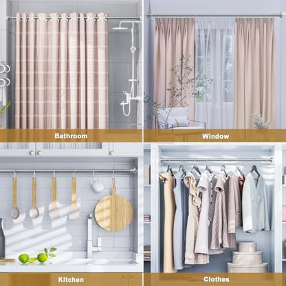 Ausemku Shower Curtain Rod 32-80 Inch Adjustable - 1 Inch Diameter Heavy Duty No drill Spring Tension Shower Rod, Non-Slip Rustproof Telescopic Rod for Bathroom, Nickel - color: Nickel, size: 32-80 Inches