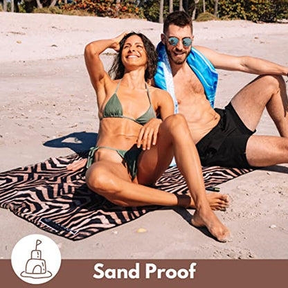 Microfiber Beach Towel - Quick Dry, Sand Free and Oversized 71x35 | Super absorbent, lightweight, swimming, gym, extra large, pool, cruise, camping, yoga, travel, compact, carry bag, vacation - color: Kenya