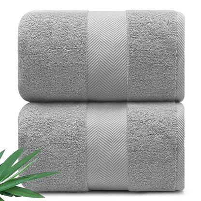 Alusa Home Ultra Soft & Plush Viscose from Bamboo Bath Sheets - 700 GSM Pack of 2 - Extra Large 70x35 in - Super Absorbent & Quick Drying (Pewter Grey) - color: Pewter, size: 2pc Bath Sheets