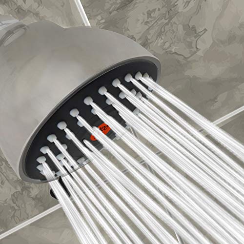 YOO.MEE High Pressure Fixed Shower Head, 3-Spray, Brushed Nickel | Fits Low-pressure Condition, Increase Showering Pressure, Wall Mount Installation
