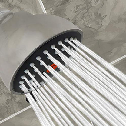 YOO.MEE High Pressure Fixed Shower Head, 3-Spray, Brushed Nickel | Fits Low-pressure Condition, Increase Showering Pressure, Wall Mount Installation