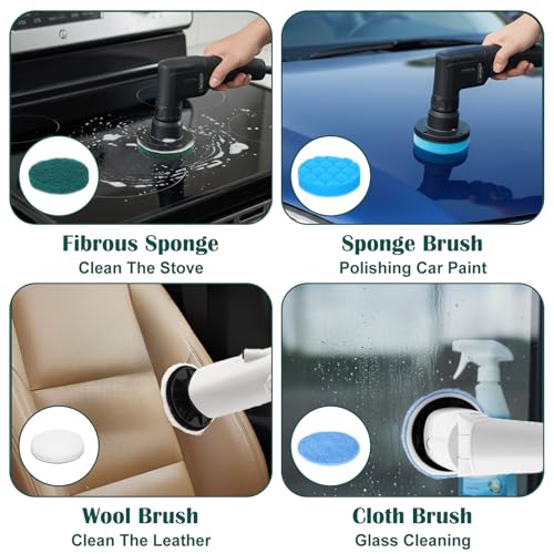 12Pcs Brush Heads Set, Cordless Electric Spin Scrubber Replaceable Brush Heads, Cordless Buffing Bonnet Pad for Household Cleaning Brushes, Bathroom, Floor, Tile, Car
