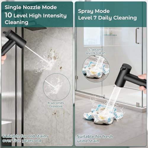 Handheld Bidet Sprayer for Toilet, Adjustable Water Pressure Control Rotary Switch with Bidet Hose, Exclusive Single Nozzle High Pressure Mode for Cleaning Stubborn Stains, Matte Black - color: Black
