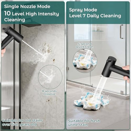 Handheld Bidet Sprayer for Toilet, Adjustable Water Pressure Control Rotary Switch with Bidet Hose, Exclusive Single Nozzle High Pressure Mode for Cleaning Stubborn Stains, Matte Black - color: Black