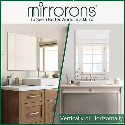 Frameless Wall Mirror 48"x30" Bathroom Vanity Mirror Shatterproof | Modern Wall Mount Mirror, Horizontal & Vertical, Rectangle Mirror for Over Sink, Living Room, Bedroom - size: 48"L x 30"W