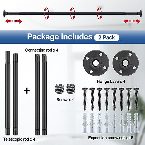 Heavy Duty Shower Curtain Rod - 28 to 76" Fixed Shower Curtain Rod Wall Mounted - Adjustable Extendable Rustproof for Bathroom,Room Divider,Bedroom,Doorway - Matte Black 2 Pack - size: 29-76" (2 Pack)