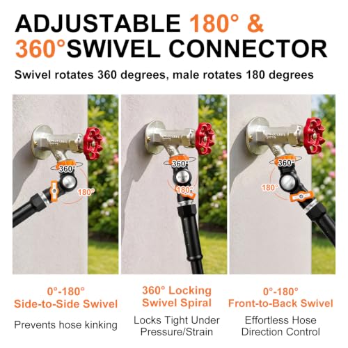Omont Swivels 180° To 360° Garden Hose Connector Faucet Extender Metal Adjustable Water Hose Adapter Universal Water Hose Connector Fittings