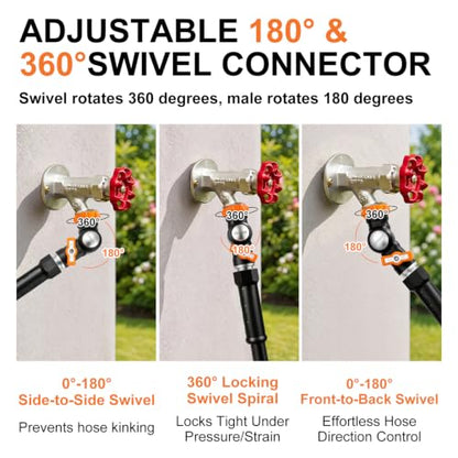 Omont Swivels 180° To 360° Garden Hose Connector Faucet Extender Metal Adjustable Water Hose Adapter Universal Water Hose Connector Fittings