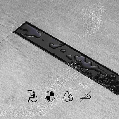 SaniteModar Linear Shower Drain 16 inch Matte Black with Tile Insert Panel | AISI 304 Stainless Steel Black Linear Dain Rectangle Shower Floor Drain with Hair Strainer and Leveling Feet - color: Black Tile Insert Grate, size: 16 inch
