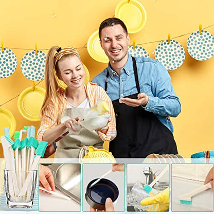 Nuenen 16 Pcs Small Household Cleaning Brushes - Deep Detail Crevice Cleaner Brush Set, Corner Space Keyboard Bottle Tile | Small Household Cleaning Brushes Set, 8 in 1 Bottle Cap for Small Holes, Deep Detail Crevice Brush Set, Crevice Cleaning Tool