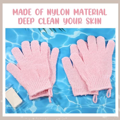 Didaey 104 Pcs Exfoliating Glove Bulk Shower Gloves with Hanging Loop Exfoliating Body Scrubber Dead Skin Remover for Body Bath Beauty Spa Massage Scrubs Men Women Bathing(Pink) - color: Pink