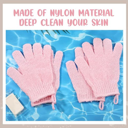 Didaey 104 Pcs Exfoliating Glove Bulk Shower Gloves with Hanging Loop Exfoliating Body Scrubber Dead Skin Remover for Body Bath Beauty Spa Massage Scrubs Men Women Bathing(Pink) - color: Pink