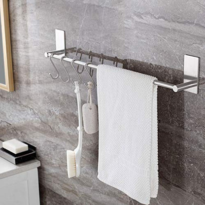 Bathroom Towel Bar Towel Holder,ULIFESTAR Strong 3M Self Adhesive Hand Towel Holder,Wall Mounted Stainless Steel Towel Rack for Bathroom,Kitchen Dish Cloths Hanger,Brushed Nickel (12'') - size: 12''