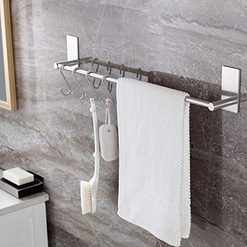 Bathroom Towel Bar Towel Holder,ULIFESTAR Strong 3M Self Adhesive Hand Towel Holder,Wall Mounted Stainless Steel Towel Rack for Bathroom,Kitchen Dish Cloths Hanger,Brushed Nickel (22'') - size: 22''