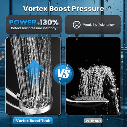 High Pressure Magnetic Filtered Shower Head with Handheld, Chrome | Detachable Showerhead with 72-Inch Hose, 10 Mode, Power Jet, 5-Inch Face, Anti-Clog Nozzles, Hard Water Softening Filter