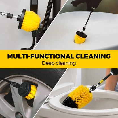 Holikme 20 Pack Drill Brush Set with Soft Detail Brush and Cleaning Cloth | 1 extension rod, 1/4-inch quick-change shaft,Power scrubber cleaning kit for Tile, Floors, Grout, Tub, Car Detailing