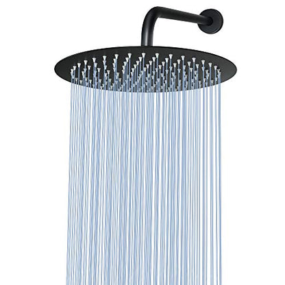 NearMoon Rain Shower Head, Ultra-Thin Design-Pressure Boosting, Awesome Some Experience, High Flow Stainless Steel Rainfall Head (12 Inch, Matte Black) - color: Matte Black, size: 12 Inch