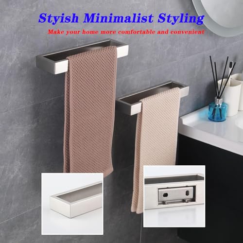 GERZWY Modern Towel Holder Square Style Brushed Stainless Steel Towel Hanger Towel Ring for Bathroom Wall Mount 2 Pack HG1716-2LS - color: Brushed